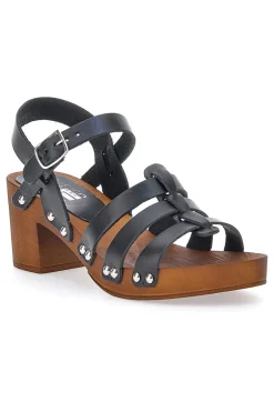 Sandali Zoccoli Neri Con Tacco 6 cm Pittarello Love 5759