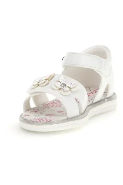 Sandalo Bianco con Applicazione Floreale e Strappo Grazie Girl 15018