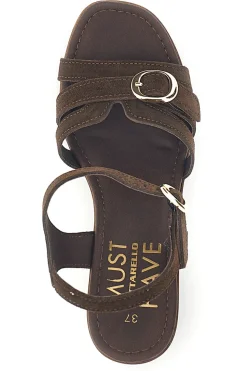 Sandalo marrone in pelle con tacco Pittarello Must Have 11886
