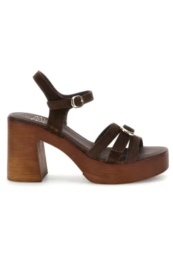 Sandalo marrone in pelle con tacco Pittarello Must Have 11886