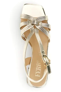 Sandalo oro con tacco e sottopiede in pelle Ferre F872