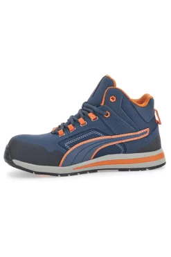 Scarpe antinfortunistiche blu e arancioni S3 Puma Safety Crosstwist Mid