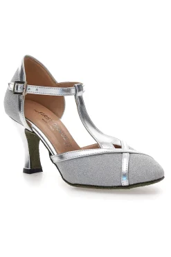 Scarpe argento con cinturino e suola in pelle The First Dance 6325