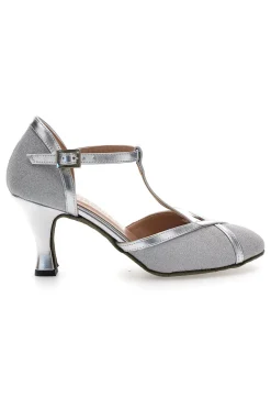 Scarpe argento con cinturino e suola in pelle The First Dance 6325
