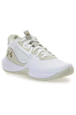 Scarpe basket bianche con inserti beige e suola ammortizzata Under Armour Lockdown 6
