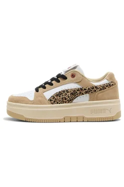 scarpe beige con dettagli animalier in suede Puma Rebound Femme Low Animal