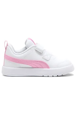 Scarpe bianche rosa con chiusura a strappo Puma Courtflex V3 V Inf