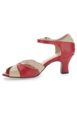 Scarpe da Ballo Rosse e Platino con Cinturino e Dettagli Scintillanti THE FIRST DANCE 5129