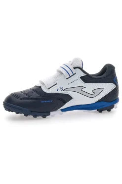 Scarpe da calcetto blu e bianche con doppio strappo Joma Cancha JR 2503