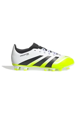 Scarpe da calcio bianche con dettagli giallo fluo Adidas Predator Club FG/MG J