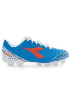 Scarpe da Calcio con Tacchetti Fissi Azzurre con Logo Arancione Diadora Pichichi 6 Md Jr