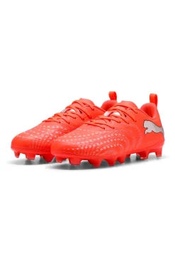 Scarpe da calcio corallo fluo con dettagli tecnici Puma Future 9 Play Jr
