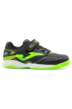 Scarpe da calcio indoor nere e verde fluo con strappo Joma POJS2601INV