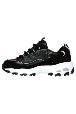 Scarpe nere chunky con borchie e Memory Foam Skechers D'Lites Glamour Feels
