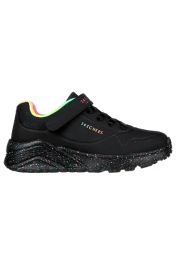 Scarpe nere con dettagli arcobaleno e suola multicolor Skechers Uno Lite Rainbow Specks