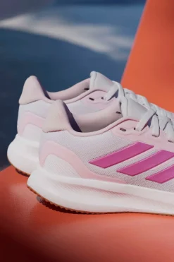 Scarpe running bianche e rosa in mesh con suola Cloudfoam Adidas Runfalcon 5 J
