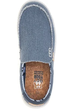 Scarpe slip on blu in tessuto Route 66 RO41817