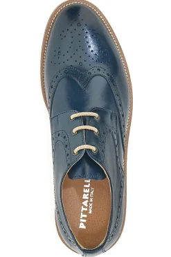 Scarpe Stringate Blu Con Ricamo All'Inglese Pittarello 8023