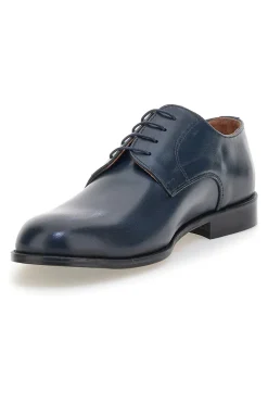 Scarpe stringate blu in pelle con suola in cuoio made in Italy Pittarello 7720