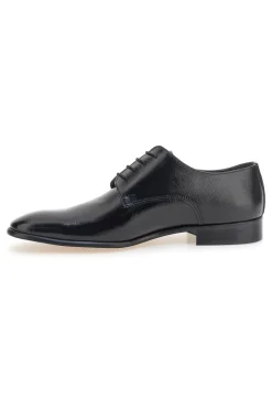 Scarpe stringate nere in vera pelle Made in Italy con suola in cuoio Pittarello 1720