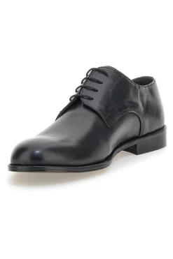 Scarpe stringate nere in pelle con suola in cuoio made in Italy Pittarello 7720