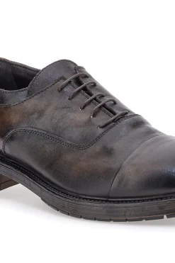 Scarpe stringate testa di moro in vera pelle con fascia elastica Pittarello Plus 1715P