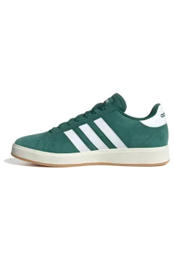 Scarpe verde bosco in pelle con strisce bianche Adidas Grand Court Base 00s