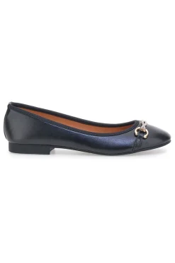 Schwarze Ballerinas mit Zierkette The First IDE172