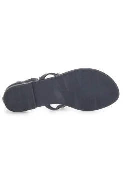 Schwarze Flip-Flop-Sandalen mit Schmucksteinen und Reißverschluss hinten THE FIRST CHIC PREA482