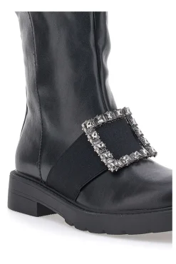 Schwarze hohe Stiefel Dame Rose 845
