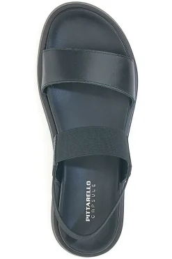 Schwarze Ledersandalen mit gekreuzten Riemen und elastischer Rückseite Pittarello Focus 28067