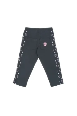 Schwarze Leggings mit lila Details Pitt Kids PT-K-LG-7028
