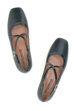 Schwarze Mary Jane Ballerinas mit niedrigem Absatz Pittarello C1516