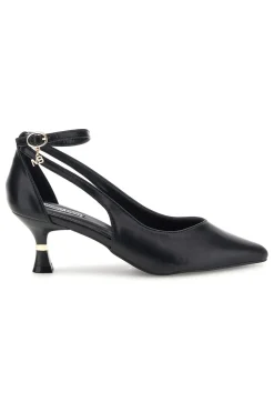 Schwarze Pumps mit Knöchelriemen und geformtem Absatz Burani 51851c1204