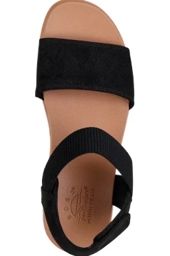 Schwarze Sandalen mit Klettverschluss und perforiertem Band Skechers Desert kiss low
