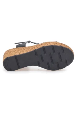 Schwarze Sandalen mit Obermaterial aus Leder und Keilabsatz PITTARELLO 34723002