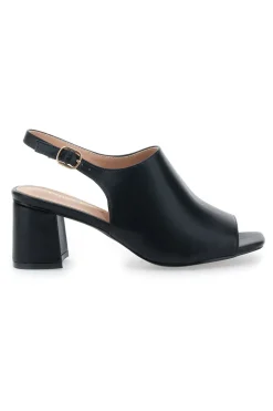 Schwarze Sandalen mit Riemen hinten und Öffnung vorne FIRST LADY P545