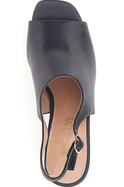 Schwarze Sandalen mit Riemen hinten und Öffnung vorne FIRST LADY P545