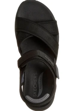 Schwarze Sandalen mit verstellbaren Kreuzriemen Skechers ARCH FIT 2.0 SANDAL FEELIN' BRIGHT