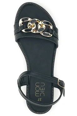 Schwarze Sandalen mit Zierkette Mon dieu PRE5384