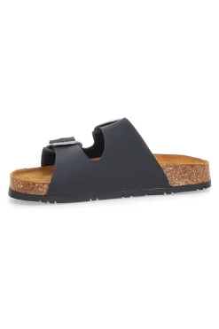 Schwarze Slipper mit doppelter Schnalle, Lederinnensohle und rutschfester Sohle Pittarello Green Walk 335CF20630SR