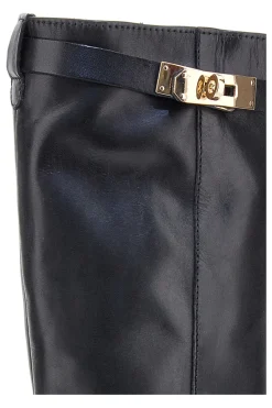 Schwarze Stiefel aus echtem Leder mit goldener Schnalle Pittarello Class RF24L37M