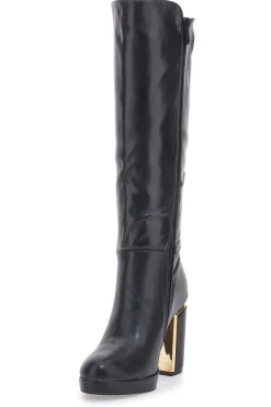 Schwarze Stiefel mit dekorativem Riemen The First RQ23WT6