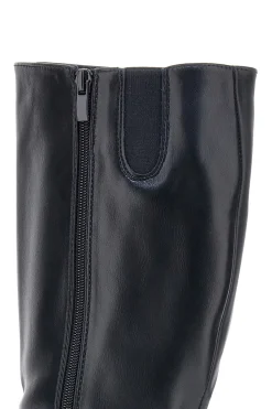 Schwarze Stiefel mit metallischen Einsätzen und niedrigem Absatz Energy I256
