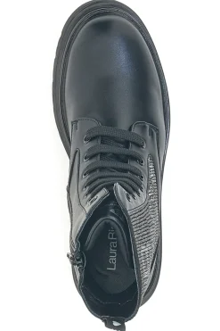 Schwarze Stiefeletten von Laura Biagiotti (Modell L97109502) mit Strasssteinen an den Seiten.