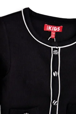 Schwarze Strickjacke mit kontrastierenden Profilen Pitt Kinder PT-G-F-9036