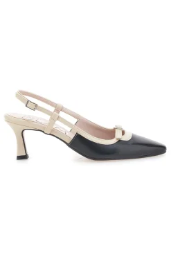 Schwarze und beige Pumps mit Slingback-Riemen PITTARELLO GLAM 2246