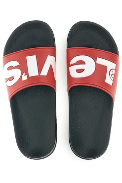 Schwarze und rote Badelatschen mit Levi's-Logo VPOL0241S