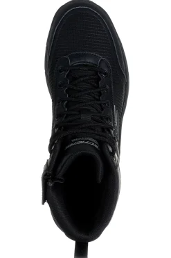 Schwarze, wasserabweisende Stiefel mit Skechers Hillcrest 2.0 Woodrock Peak Memory Foam