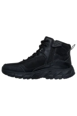 Schwarze, wasserabweisende Stiefel mit Skechers Hillcrest 2.0 Woodrock Peak Memory Foam